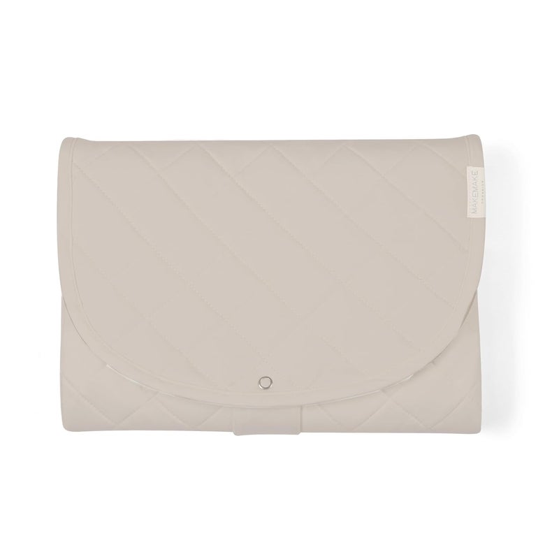 MakeMake Organics Organic Portable Changing Pad GOTS Certified Organic Cotton Fill Portable Diaper Changing Mat Diaper Clutch Changing Station Kit Compact Travel Pad (33"x34", Solid Taupe) - Image 1